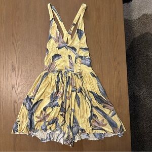 Urban Outfitters Yellow Floral V-Neck Sundress Romper